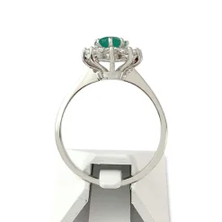 Bague d'occasion or 750 blanc calcédoine teintée verte zirconias