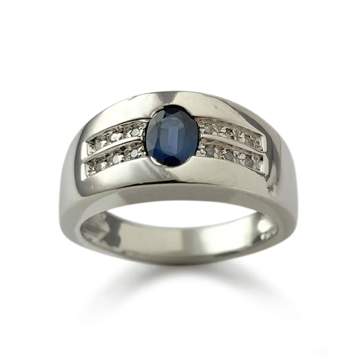 Bague d'occasion or 750 blanc diamant saphir