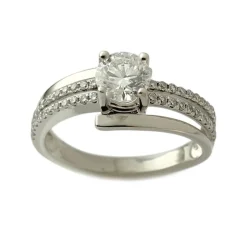 Bague d'occasion or 750 blanc diamants