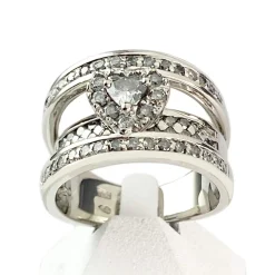 Bague d'occasion or 750 blanc diamants
