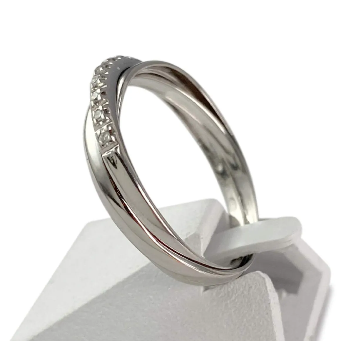 Bague d'occasion or 750 blanc diamants