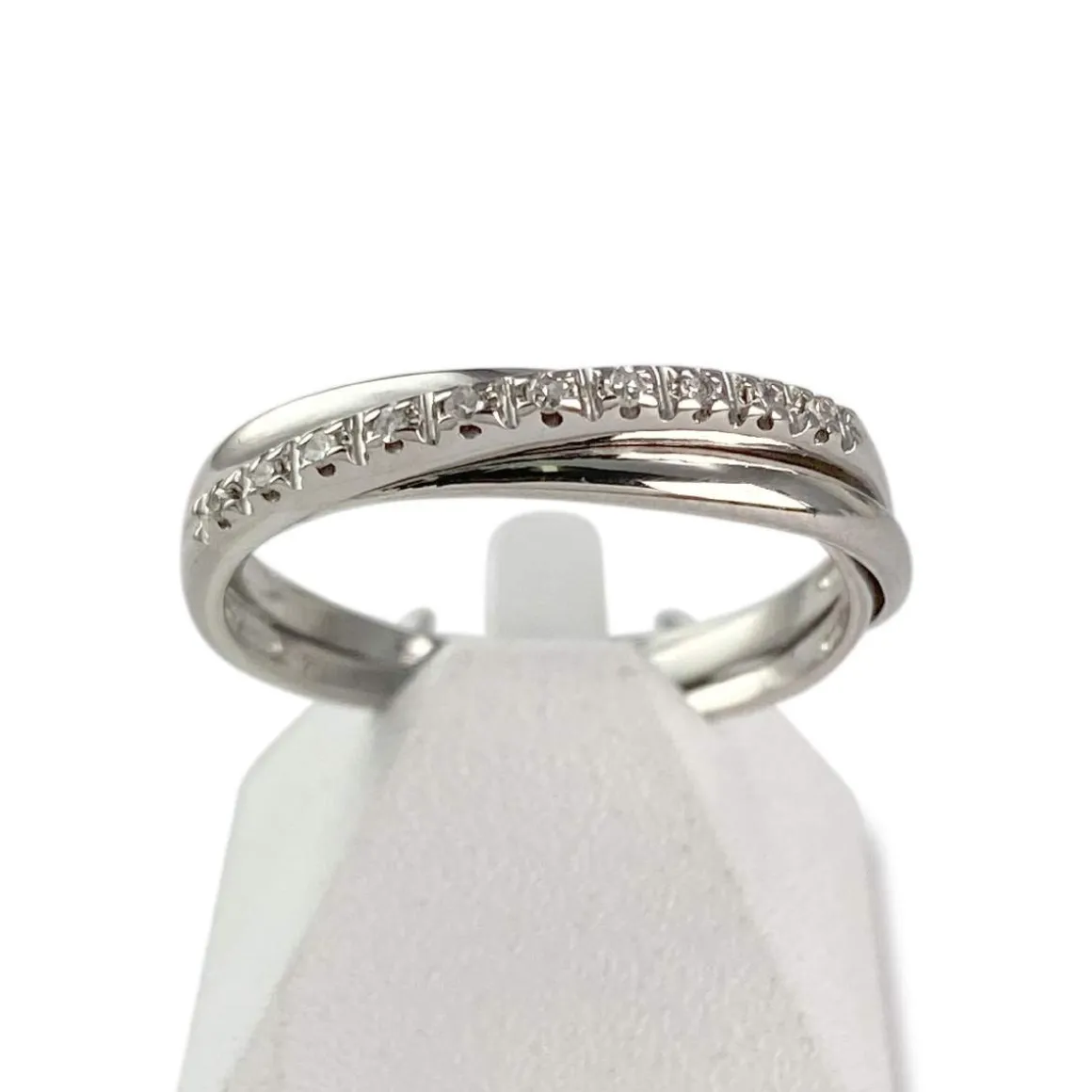 Bague d'occasion or 750 blanc diamants