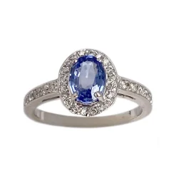 Bague d'occasion or 750 blanc diamant saphir