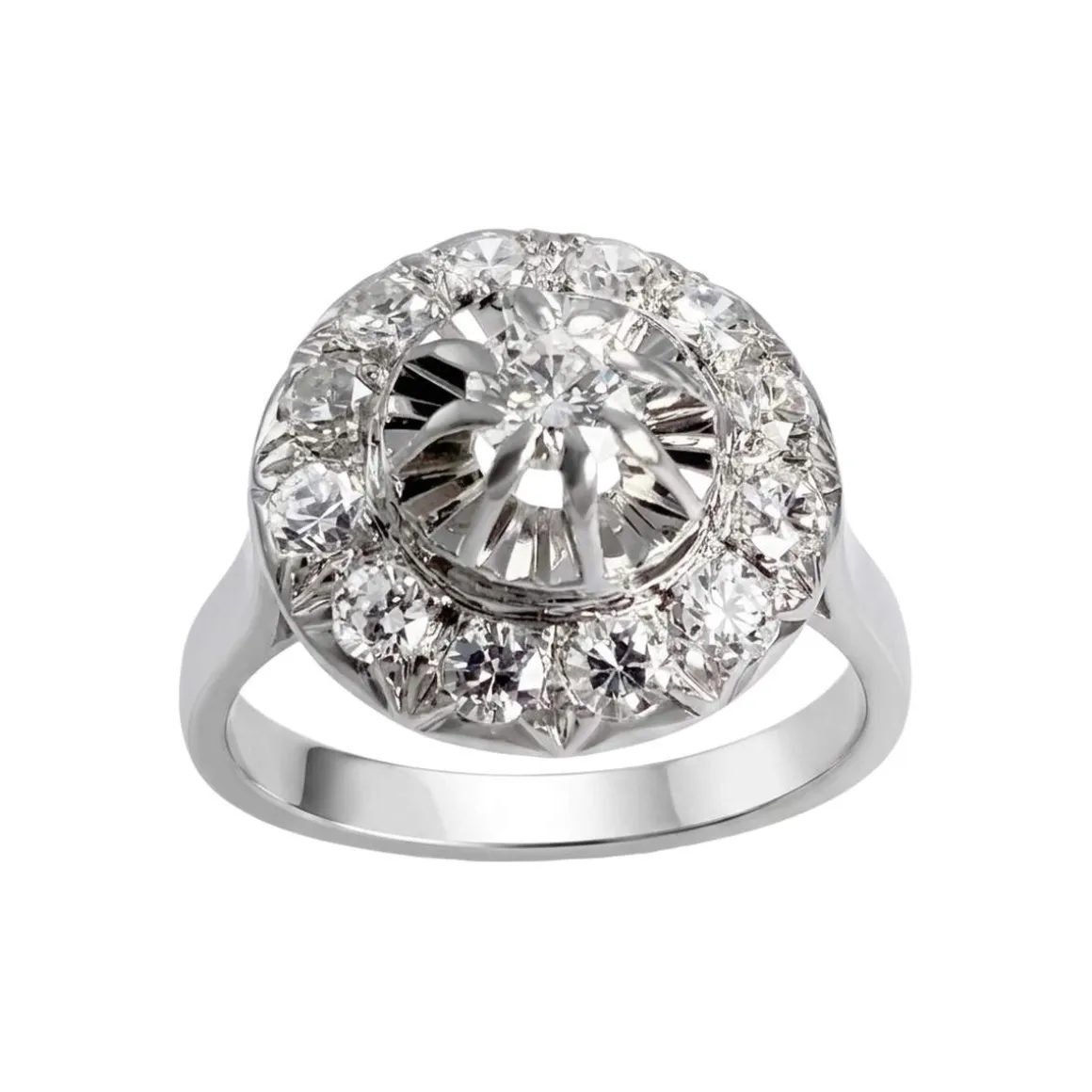 Bague d'occasion or 750 blanc diamant
