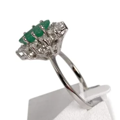Bague d'occasion or 750 blanc diamants émeraude