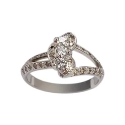 Bague d'occasion or 750 blanc diamants