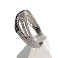 Bague d'occasion or 375 blanc diamants, saphirs