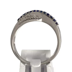 Bague d'occasion or 375 blanc diamants, saphirs