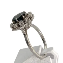 Bague d'occasion or 750 blanc diamant saphir