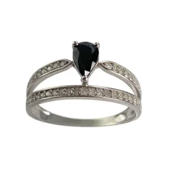 Bague d'occasion or 375 blanc diamant saphir