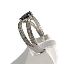 Bague d'occasion or 375 blanc diamant saphir