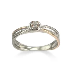 Bague d'occasion or 375 blanc diamants