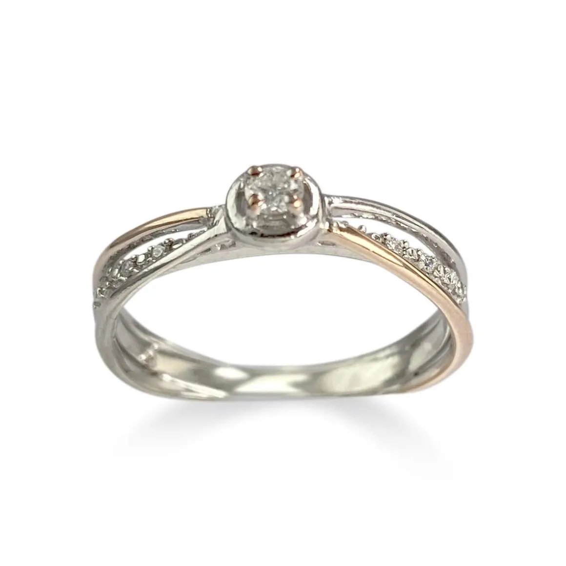 Bague d'occasion or 375 blanc diamants