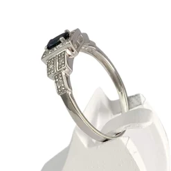 Bague d'occasion or 750 blanc diamant saphir