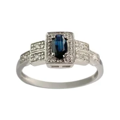 Bague d'occasion or 750 blanc diamant saphir