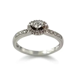 Bague d'occasion or 750 blanc fleur diamants