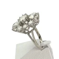 Bague d'occasion or 750 blanc fleur diamants