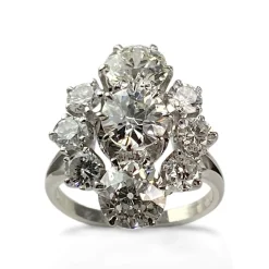 Bague d'occasion or 750 blanc fleur diamants