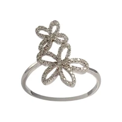 Bague d'occasion or 750 blanc fleur diamants
