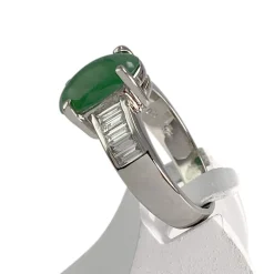 Bague d'occasion or 750 blanc jade et diamants