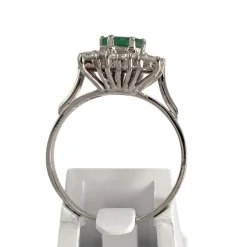 Bague d'occasion or 750 blanc émeraude diamants