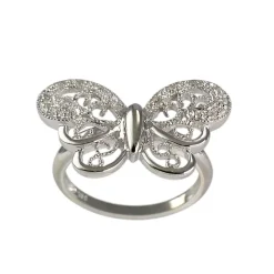 Bague d'occasion or 750 blanc papillon diamant