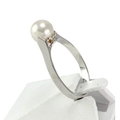 Bague d'occasion or 750 blanc perle de culture
