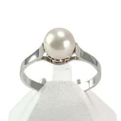 Bague d'occasion or 750 blanc perle de culture