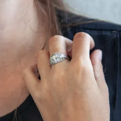 Bague d'occasion or 750 blanc platine diamants