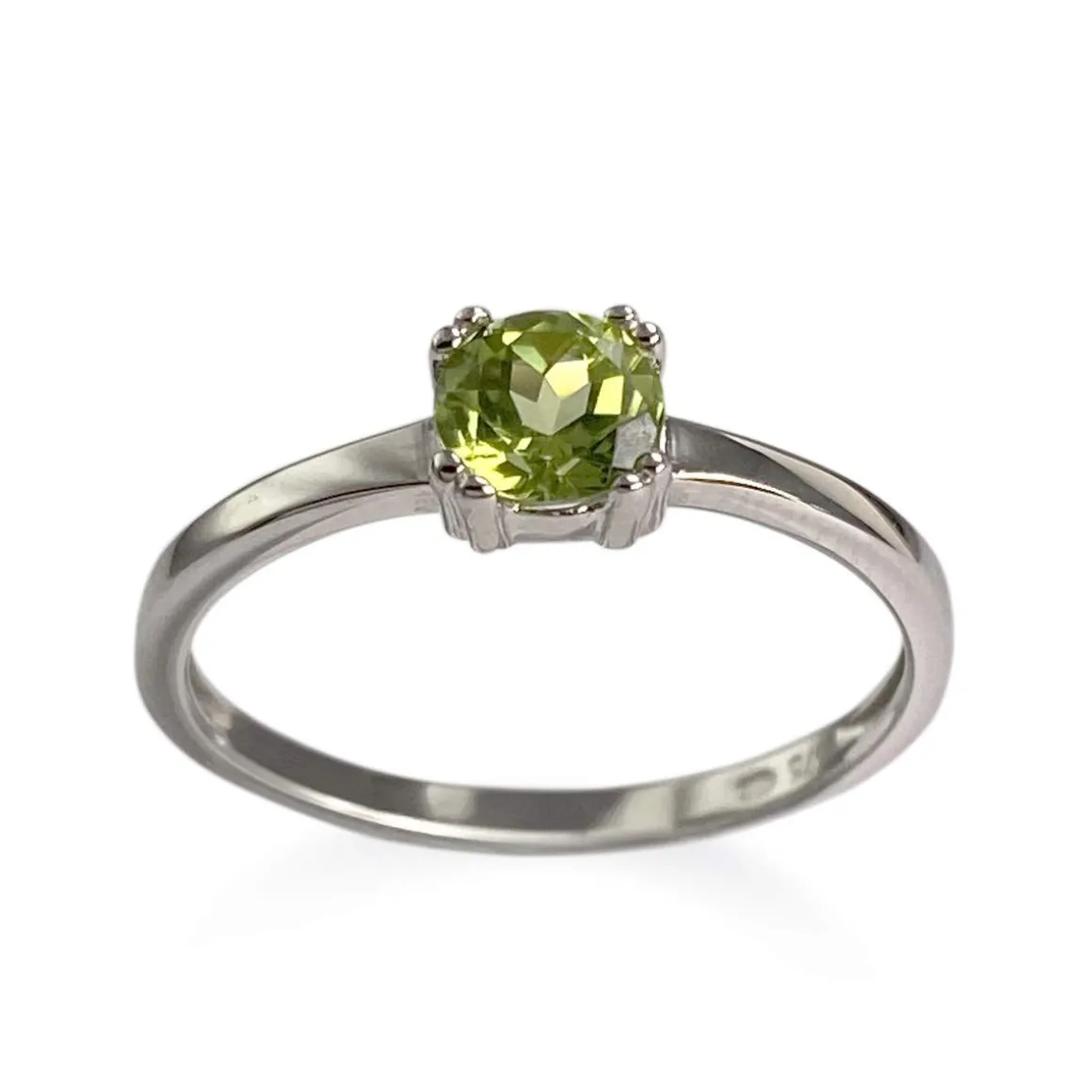 Bague d'occasion or 750 blanc péridot