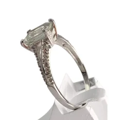 Bague d'occasion or 375 blanc quartz diamants
