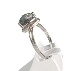 Bague d'occasion or 375 blanc quartz diamants
