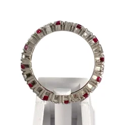 Bague d'occasion or 750 blanc rubis diamant