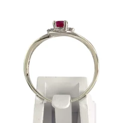 Bague d'occasion or 375 blanc rubis diamants