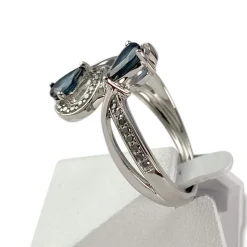 Bague d'occasion or 750 blanc saphir diamant