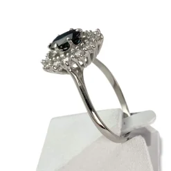 Bague d'occasion or 750 blanc saphir diamant