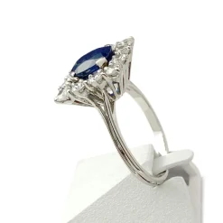 Bague d'occasion or 750 blanc saphir diamants