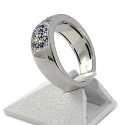 Bague d'occasion or 750 blanc saphir et diamant