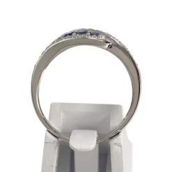 Bague d'occasion or 750 blanc saphirs, diamants