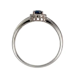 Bague d'occasion or 750 blanc saphir et diamant