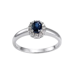 Bague d'occasion or 750 blanc saphir et diamant