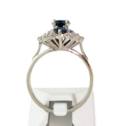 Bague d'occasion or 750 blanc saphirs diamants