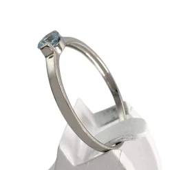 Bague d'occasion or 375 blanc topaze bleue traitée