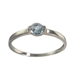 Bague d'occasion or 375 blanc topaze bleue traitée