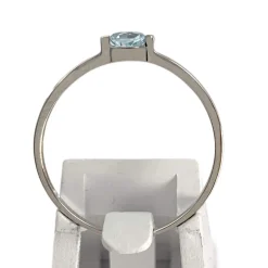 Bague d'occasion or 375 blanc topaze bleue traitée