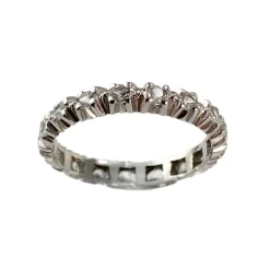Bague d'occasion or 750 blanc tour complet pierres blanches