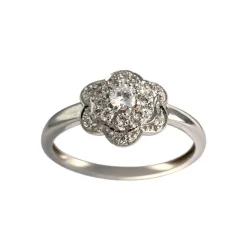 Bague d'occasion or 375 blanc zirconias