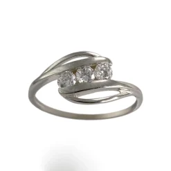 Bague d'occasion or 375 blanc zirconias