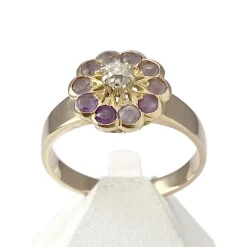 Bague d'occasion or 750 diamant et améthyste