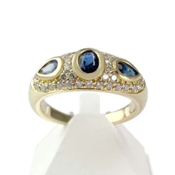 Bague d'occasion or 750 diamants et saphirs